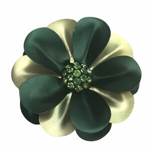 Vintage Green Metal Flower Pin